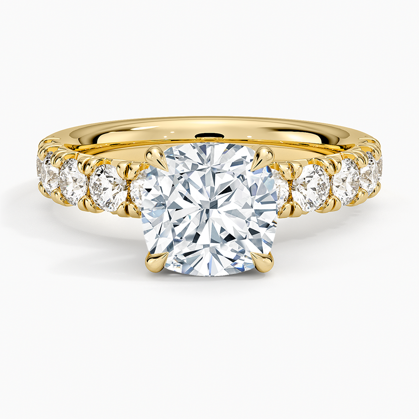 Ellora Half Coverage Diamond Ring - Cushion Cut Center Stone