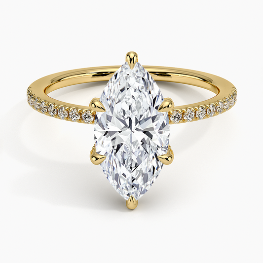 Viviana Half Coverage Diamond Ring - Marquise Center Stone