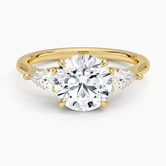 Opera Three Stone Diamond Ring - Round Center Stone
