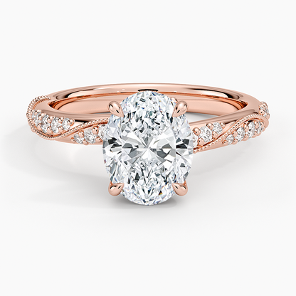 Camellia Hidden Accent 2.5mm Diamond Ring - Oval Center Stone