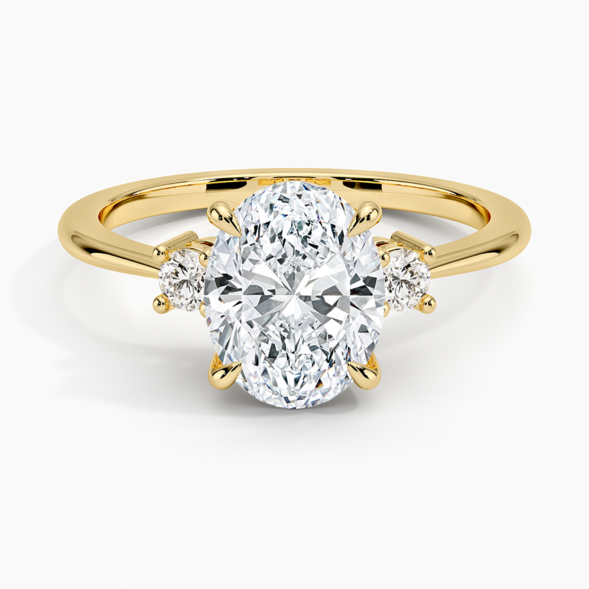 Petite Selene Three Stone Diamond Ring (1/10 ct. tw.) - Oval Center Stone