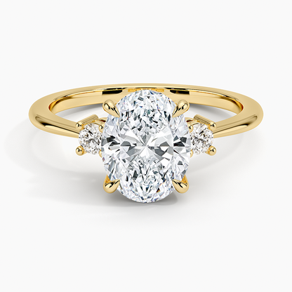 Petite Selene Three Stone Diamond Ring (1/10 ct. tw.) - Oval Center Stone