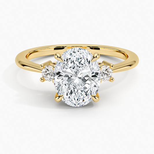 Petite Selene Three Stone Diamond Ring (1/10 ct. tw.) - Oval Center Stone