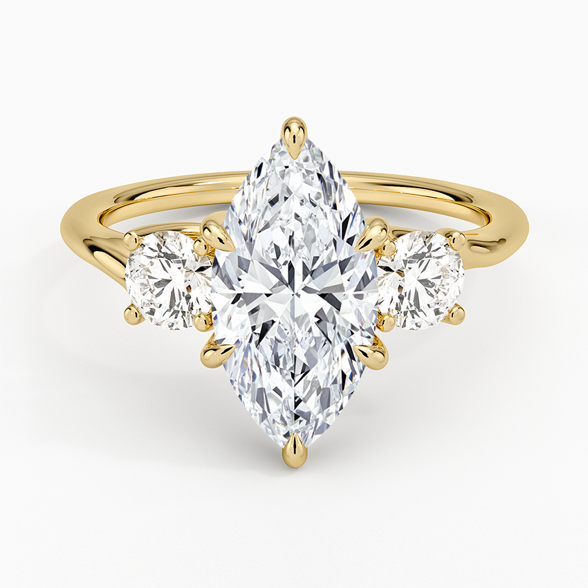 Luxe Delilah Three Stone Diamond Ring - Marquise Center Stone