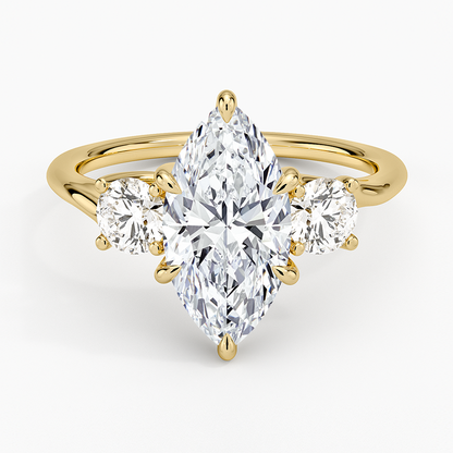 Luxe Delilah Three Stone Diamond Ring - Marquise Center Stone