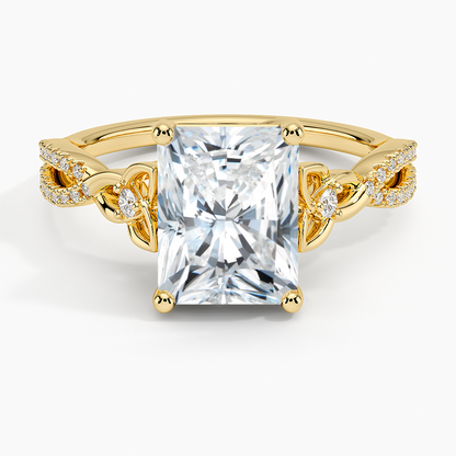 Luxe Celtic Love Knot Diamond Ring - Radiant Cut Center Stone