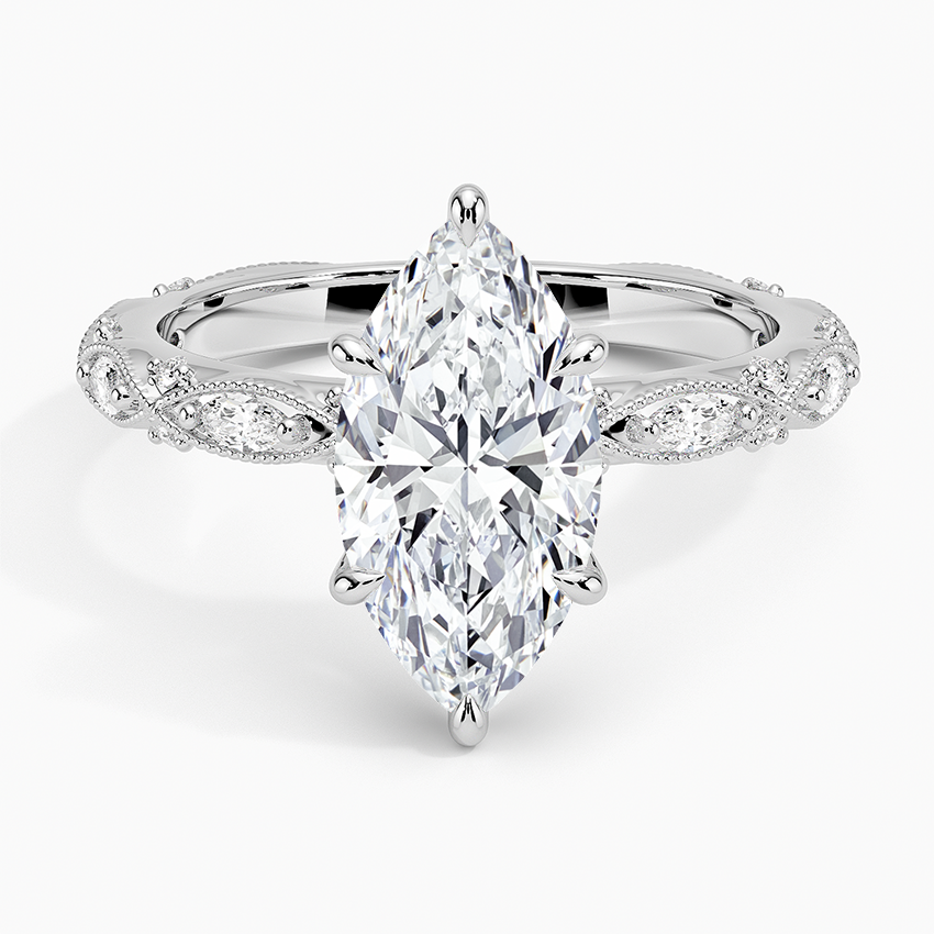 Celestia Milgrain Diamond Ring (1/4 ct. tw.) - Marquise Center Stone