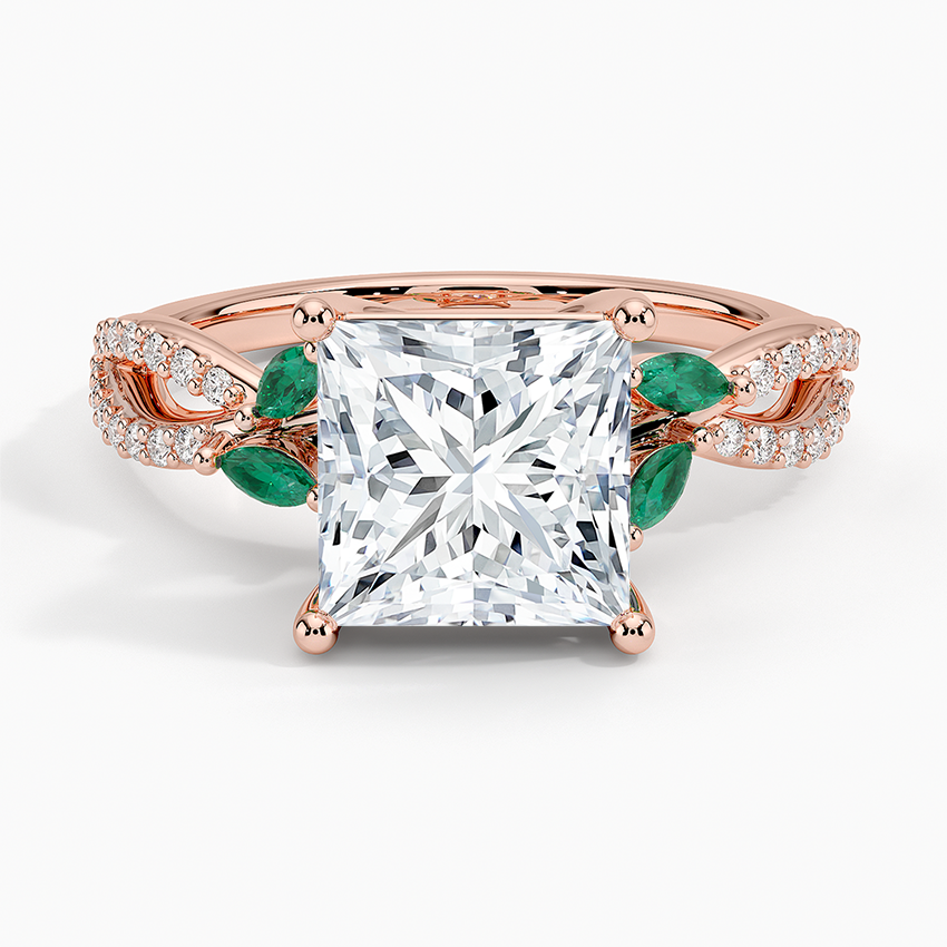 Luxe Willow Lab Emerald and Diamond Ring (1/8 ct. tw.) - Princess Cut Center Stone
