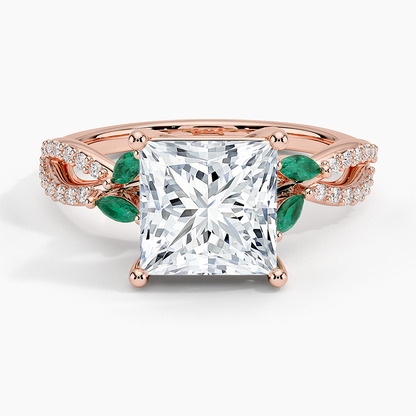 Luxe Willow Lab Emerald and Diamond Ring (1/8 ct. tw.) - Princess Cut Center Stone