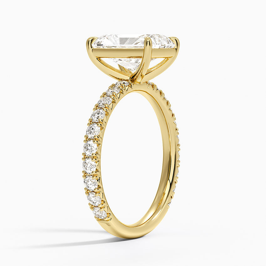 Luxe French Pavé Perfect Fit Diamond Ring (1/2 ct. tw.) - Radiant Cut Center Stone
