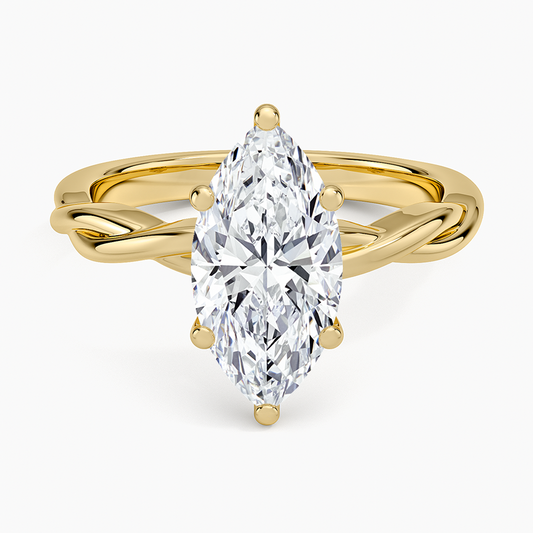 Twisted Vine Solitaire Ring - Marquise Center Stone