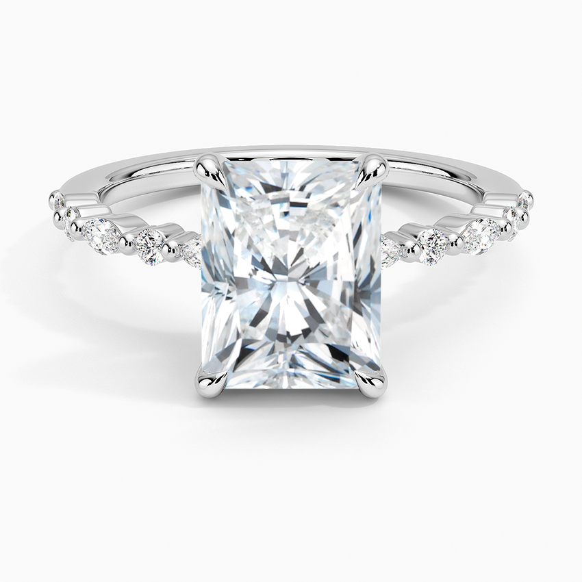 Delicate Versailles Diamond Ring - Radiant Cut Center Stone