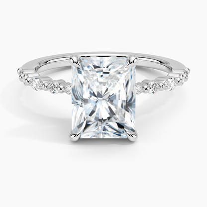 Delicate Versailles Diamond Ring - Radiant Cut Center Stone