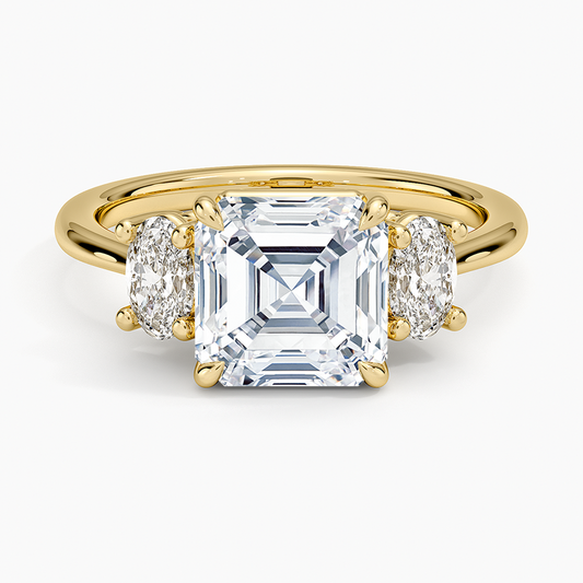 Oval-Cut Three Stone Diamond Ring (1/2 ct. tw.) - Asscher Cut Center Stone
