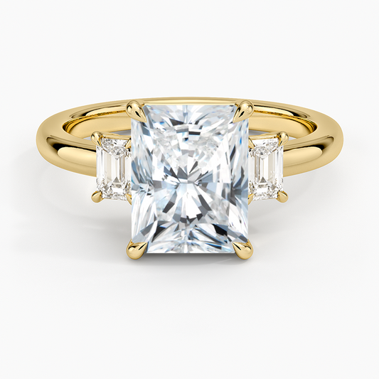 Petite Rhiannon Three Stone Diamond Ring (1/4 ct. tw.) - Radiant Cut Center Stone