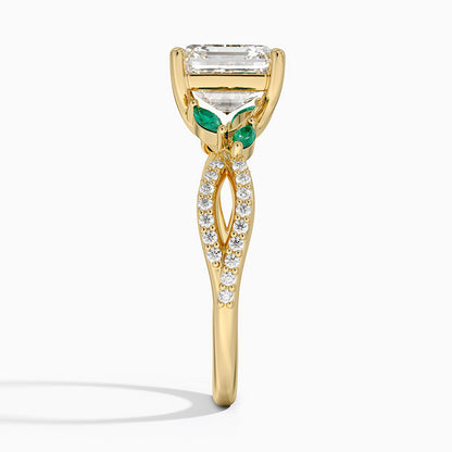 Luxe Willow Lab Emerald and Diamond Ring (1/8 ct. tw.) - Asscher Cut Center Stone
