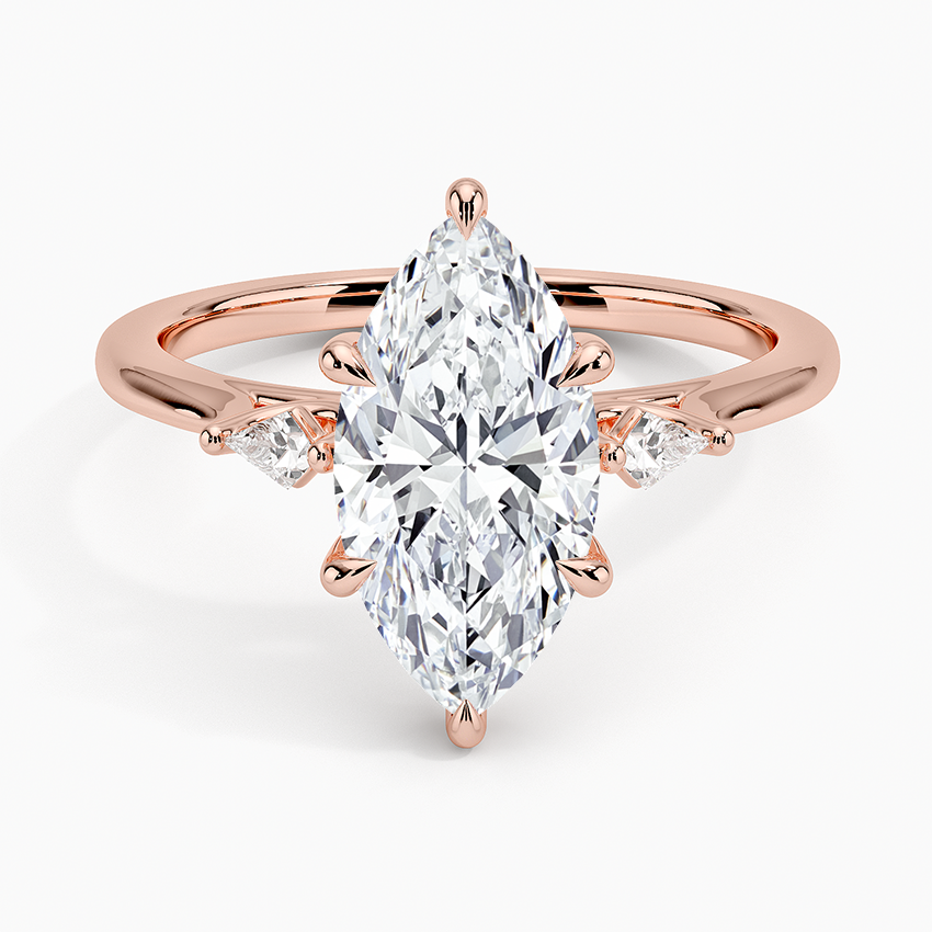 Petite Cometa Perfect Fit Three Stone Diamond Ring - Marquise Center Stone