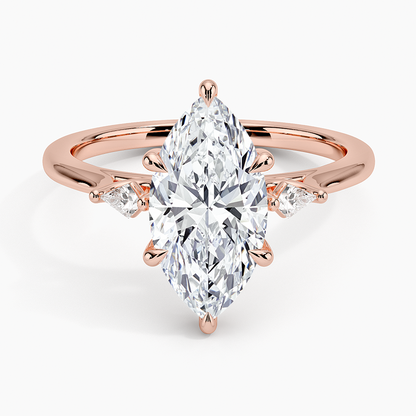 Petite Cometa Perfect Fit Three Stone Diamond Ring - Marquise Center Stone