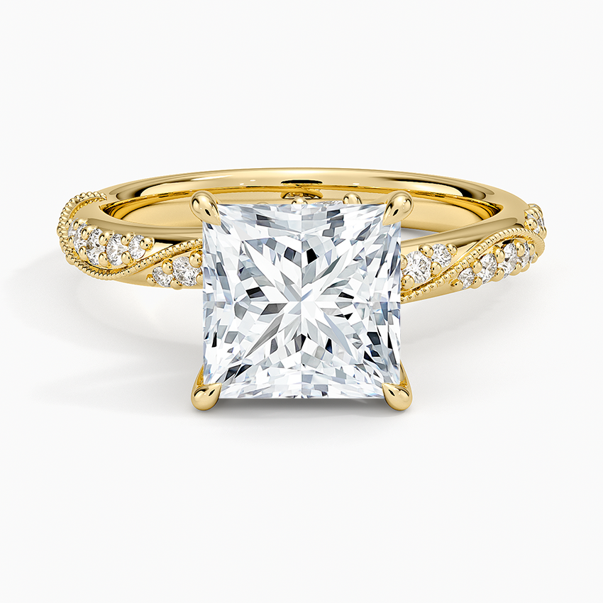 Camellia Hidden Accent 2.5mm Diamond Ring - Princess Cut Center Stone