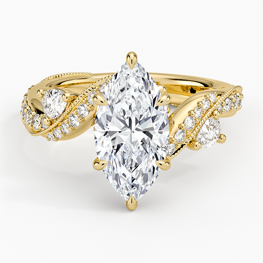 Grand Camellia Diamond Ring - Marquise Center Stone