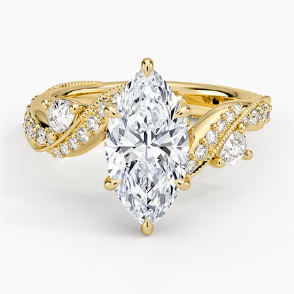 Grand Camellia Diamond Ring - Marquise Center Stone