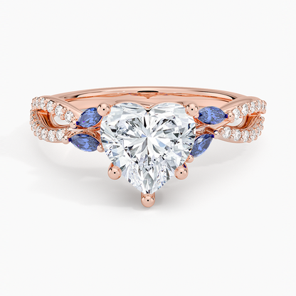 Luxe Willow Sapphire and Diamond Ring (1/8 ct. tw.) - Heart Center Stone