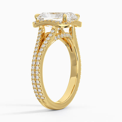 Fortuna Halo Diamond Ring (1/2 ct. tw.) - Radiant Cut Center Stone