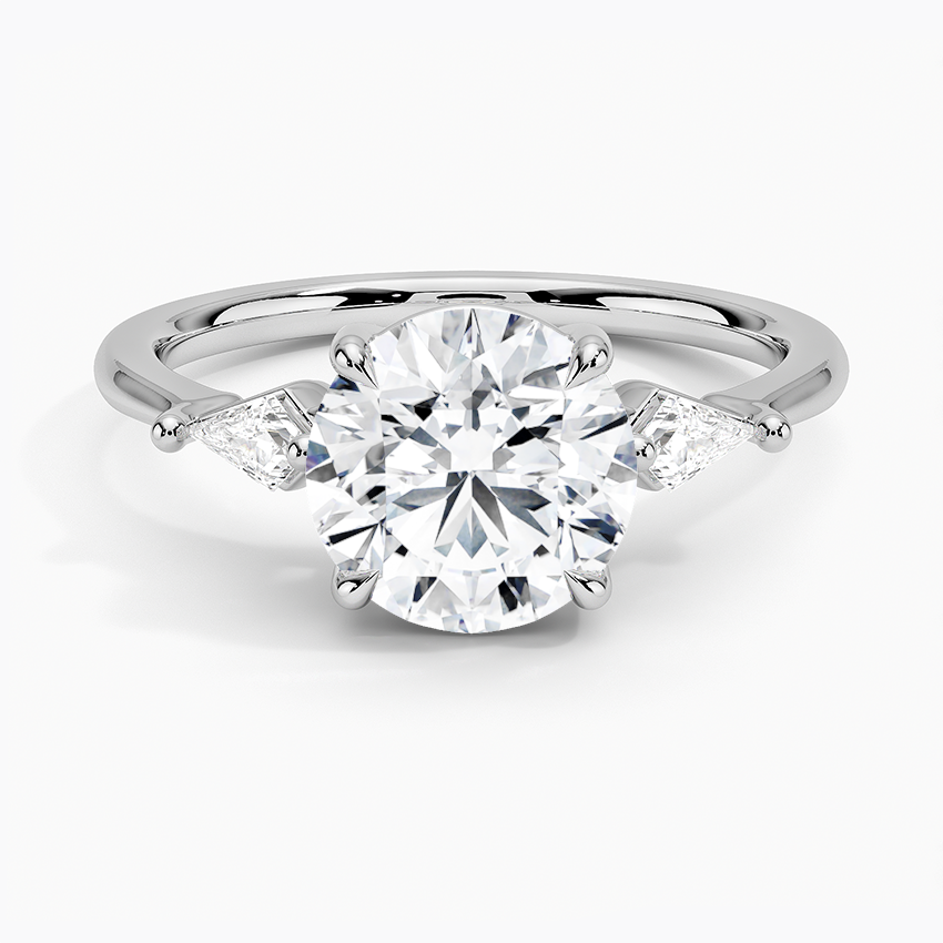 Cometa Three Stone Diamond Ring - Round Center Stone