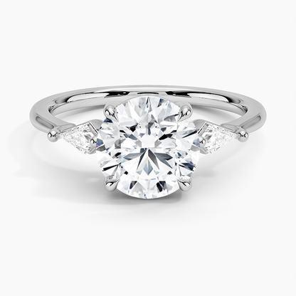 Cometa Three Stone Diamond Ring - Round Center Stone