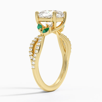 Luxe Willow Lab Emerald and Diamond Ring (1/8 ct. tw.) - Cushion Cut Center Stone