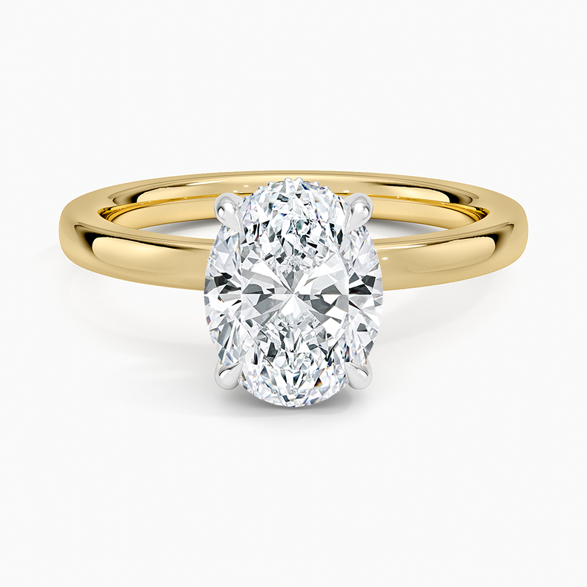 Platinum Mixed Metal Audrey 2mm Diamond Ring - Oval Center Stone
