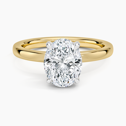 Platinum Mixed Metal Audrey 2mm Diamond Ring - Oval Center Stone