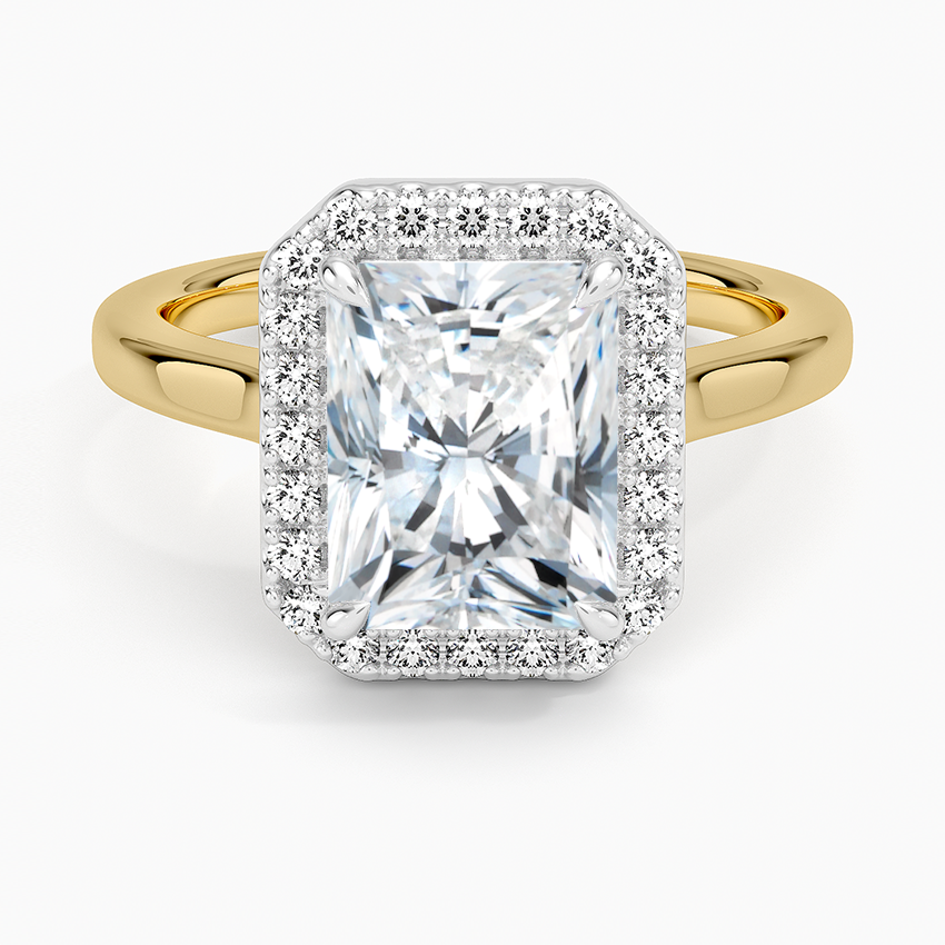Platinum Mixed Metal Julia Halo Diamond Ring (1/5 ct. tw.) - Radiant Cut Center Stone