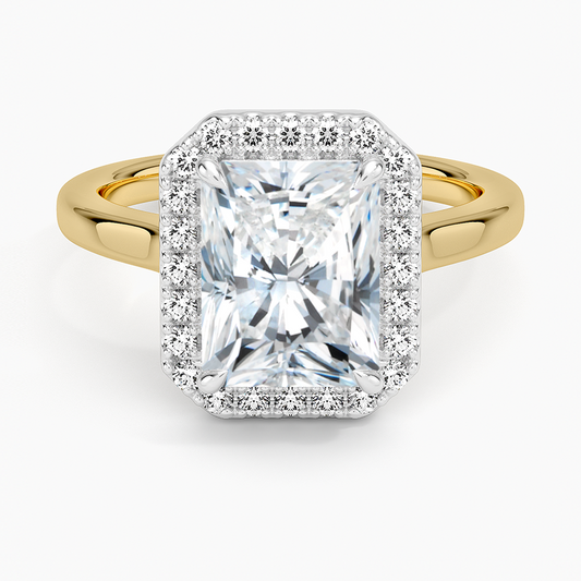 Platinum Mixed Metal Julia Halo Diamond Ring (1/5 ct. tw.) - Radiant Cut Center Stone
