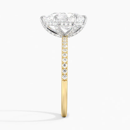 Mixed Metal Viviana Half Coverage Diamond Ring (1/4 ct. tw.) - Pear Cut Center Stone