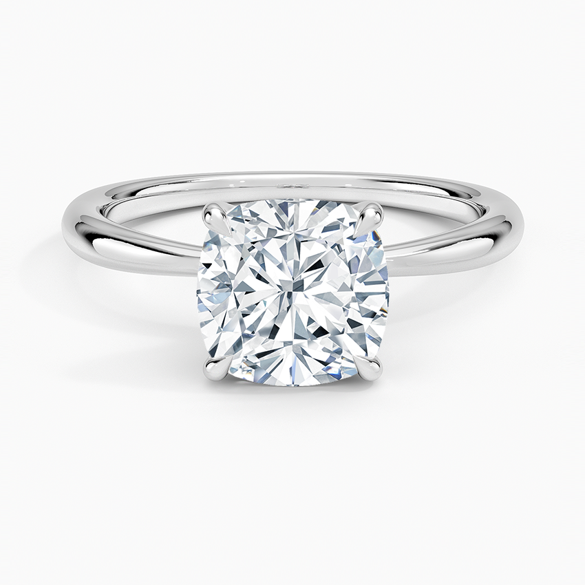 Freesia 2mm Solitaire Ring - Cushion Cut Center Stone