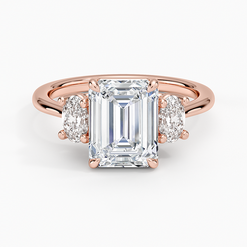 Oval-Cut Three Stone Diamond Ring (1/2 ct. tw.) - Emerald Cut Center Stone