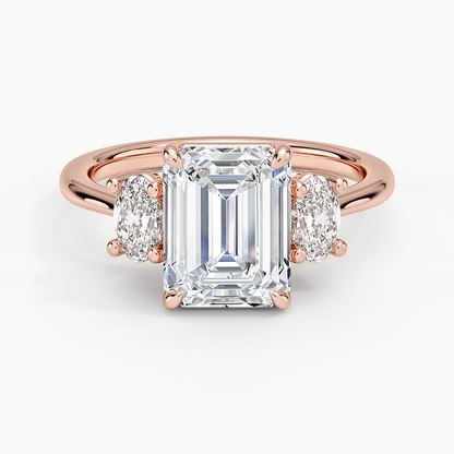 Oval-Cut Three Stone Diamond Ring (1/2 ct. tw.) - Emerald Cut Center Stone