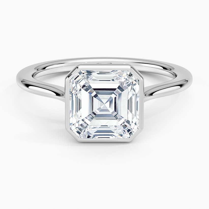Petite Luna 1.5mm Bezel Ring - Asscher Cut Center Stone
