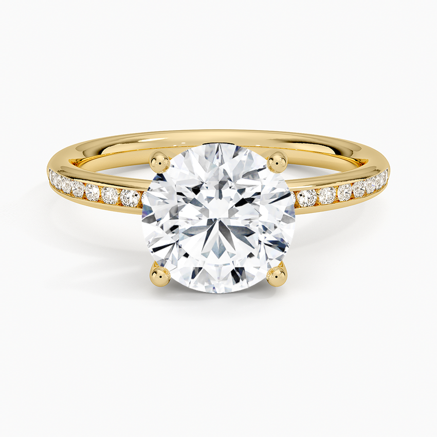Tabitha Channel Set Diamond Ring - Round Cut Center Stone