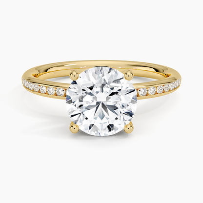 Tabitha Channel Set Diamond Ring - Round Cut Center Stone