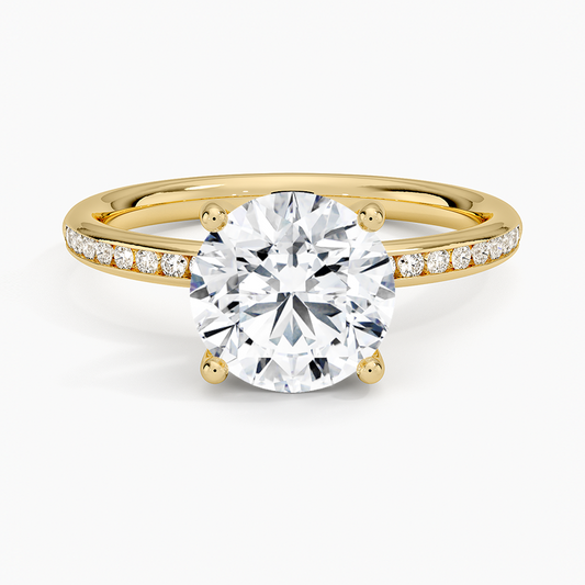 Tabitha Channel Set Diamond Ring - Round Cut Center Stone
