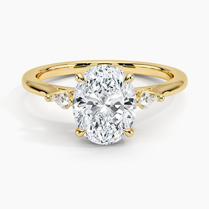 Petite Cometa Perfect Fit Three Stone Diamond Ring - Oval Center Stone