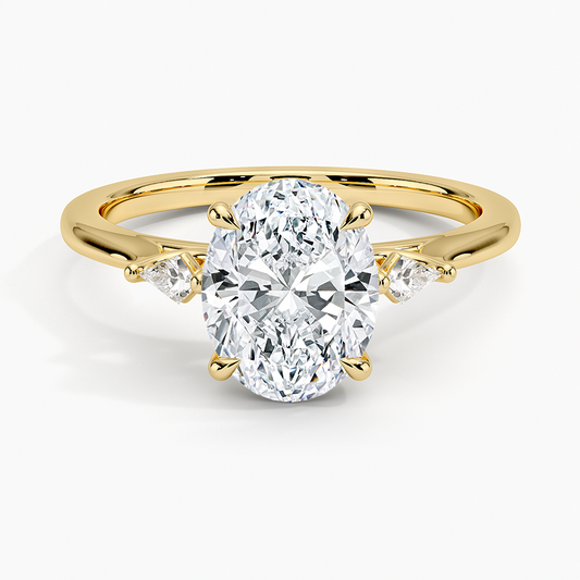 Petite Cometa Perfect Fit Three Stone Diamond Ring - Oval Center Stone