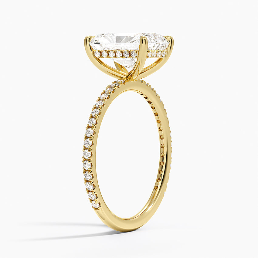 Perfect Fit Three-Quarter Diamond Ring (1/4 ct. tw.) - Radiant Cut Center Stone