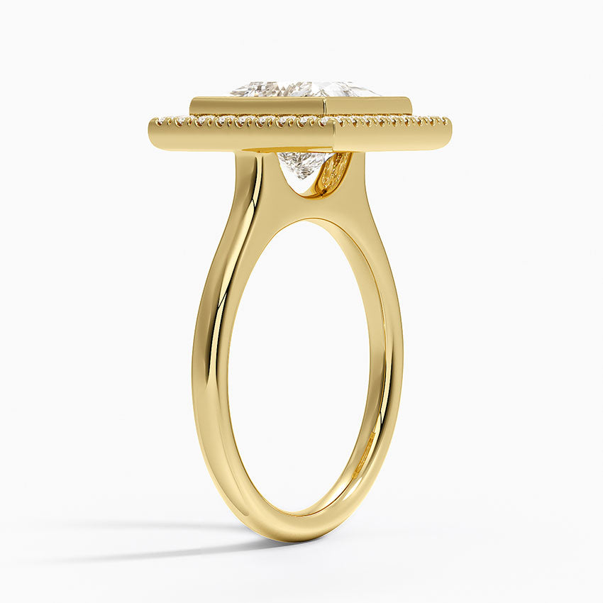 Bezel Halo Diamond Ring (1/4 ct. tw.) - Princess Cut Center Stone