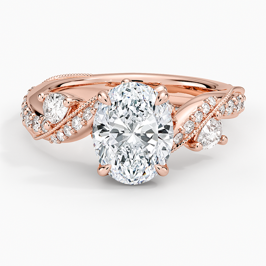 Grand Camellia Diamond Ring - Oval Center Stone