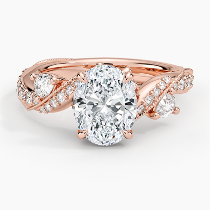 Grand Camellia Diamond Ring - Oval Center Stone
