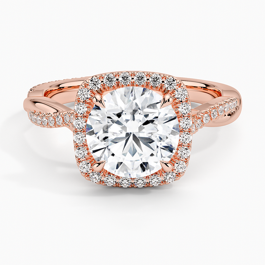 Petite Twisted Vine Halo Diamond Ring (1/4 ct. tw.) - Round Center Stone