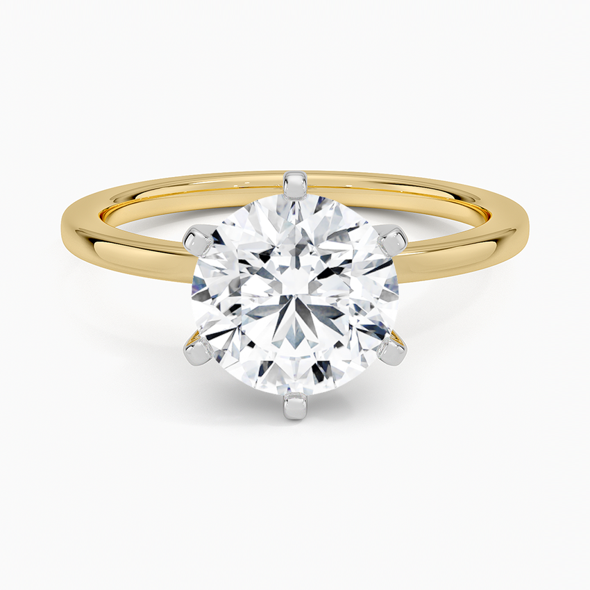 Six-Prong Petite Comfort Fit 1.5mm Solitaire Ring - Round Center Stone